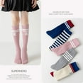 thumbnail image 4 of Hpapadks Kids Socks Fashion Stripe Knee High Cotton Cute School Sports Socks Pink 6-8 Years, 4 of 4