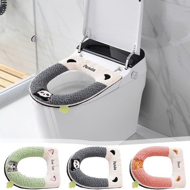 Funda bordada para el asiento del váter con cremallera | Cojín de poliéster blando y lavable, multicolor, 43x37x3cm | Cómodo, fácil de instalar, cuatro estaciones, impermeable y duradero accesorio
