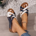 thumbnail image 2 of Rokment Orthopedic Wedge Dress Sandals for Women with Arch Support 2026 Summer Fashion Casual Color Block Buckles Platform Walking Beach Slip on Slides Shoes Blue Size 8.5, 2 of 6