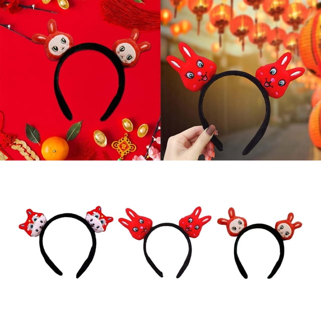 3 Piezas China año Nuevo Diadema Diademas Decoración Favores de Fiesta Suministros Disfraces Aro de Pelo para Adultos Vacaciones Rendi Estilo E BLESIY aro de pelo