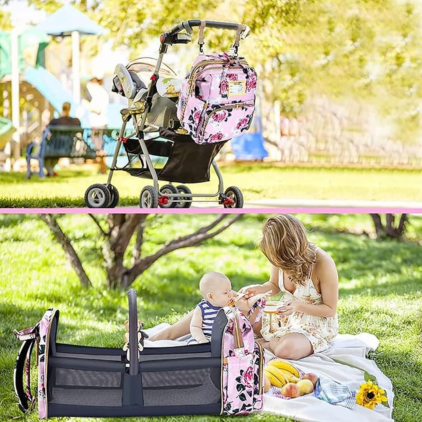 Diaper Bag Backpack with Changing Station, Foldable for Bady Toddler, 3 in 1 Large Capacity Newborn Essentials Organizer with Stroller Hook for Girls and Boys