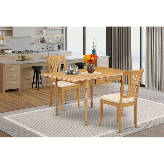 East West Furniture Dining Room Set Oak, MZAV3-OAK-C