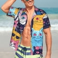 thumbnail image 7 of Gukieu Colorful Cats Pattern Art Print Men's Short-sleeved Shirts, Button-down Lapel Hawaiian Shirts, T-shirts, Beach Vacation Summer Casual Wear,3X-Large, 7 of 7