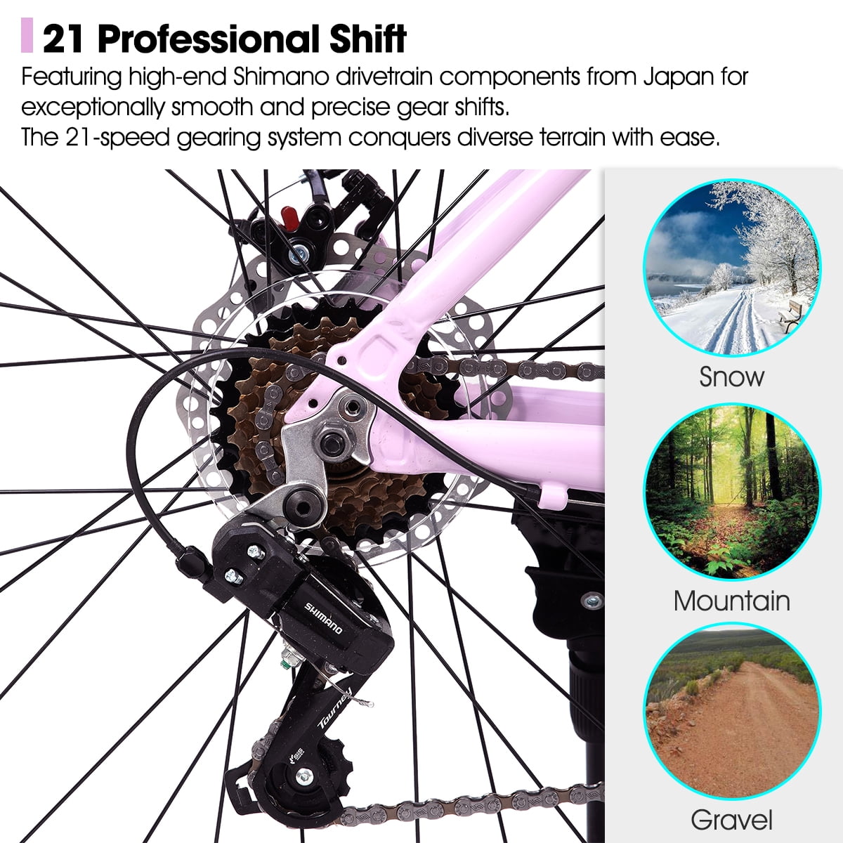 HILAND 26 Inch Mens and Womens Mountain Bike,21 Speed Mountain Bicycle with Dual Disc Brake, Front Suspension Fork, High Carbon Steel Frame Urban Commuter Bike for Adults