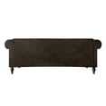 thumbnail image 3 of Home Design Kelso Velvet Rolled Arm Sofa with Deep Button Tufting, Nailhead Trim and Turned Legs, Brown, 3 of 6