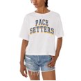 thumbnail image 2 of Women's Gameday Couture White Pace University Setters Claim To Fame Boxy Cropped T-Shirt, 2 of 5