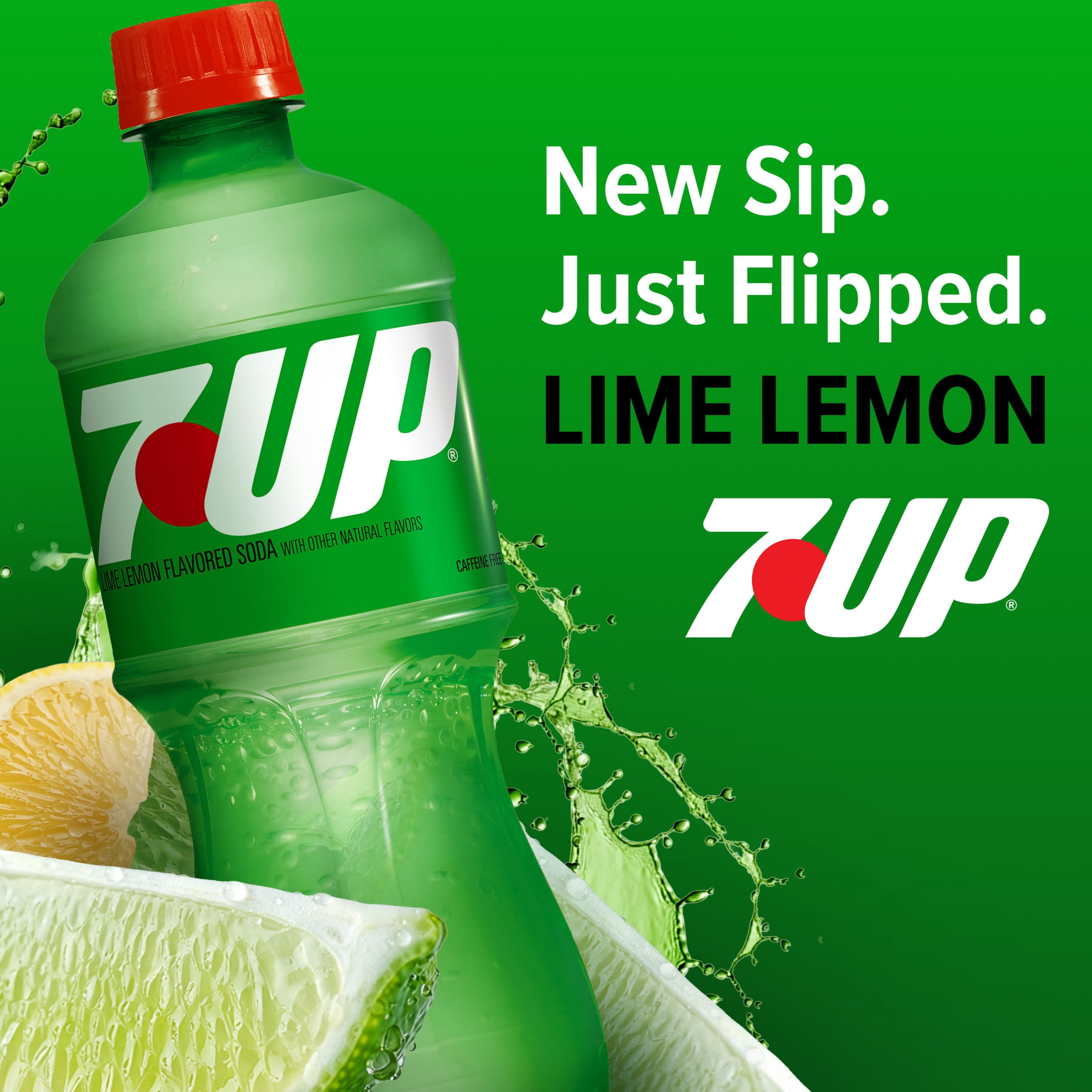 (5 pack) 7UP Caffeine Free Lime Lemon Soda Pop, 20 fl oz, Bottle
