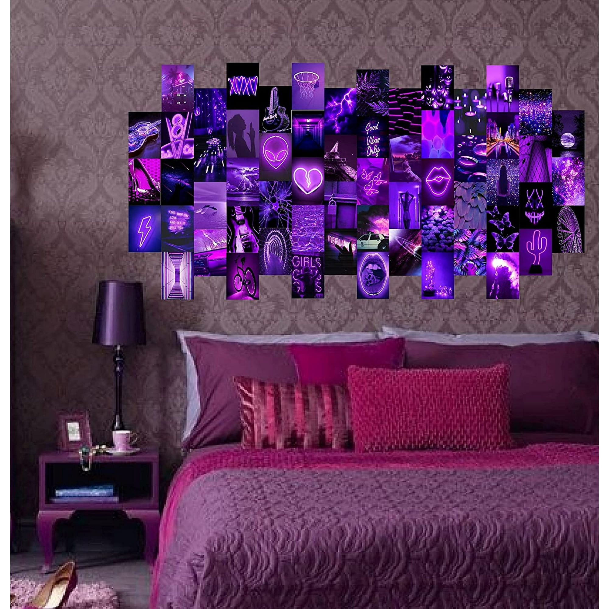 F Owra 60pcs Neon Purple Wall Collage Kit Aesthetic Pictures 4x6 Inch Warm Color Room Decor For Girls Wall Art Print For Room Dorm Photo Display Vsco Posters For Bedroom Photo Walmart Canada