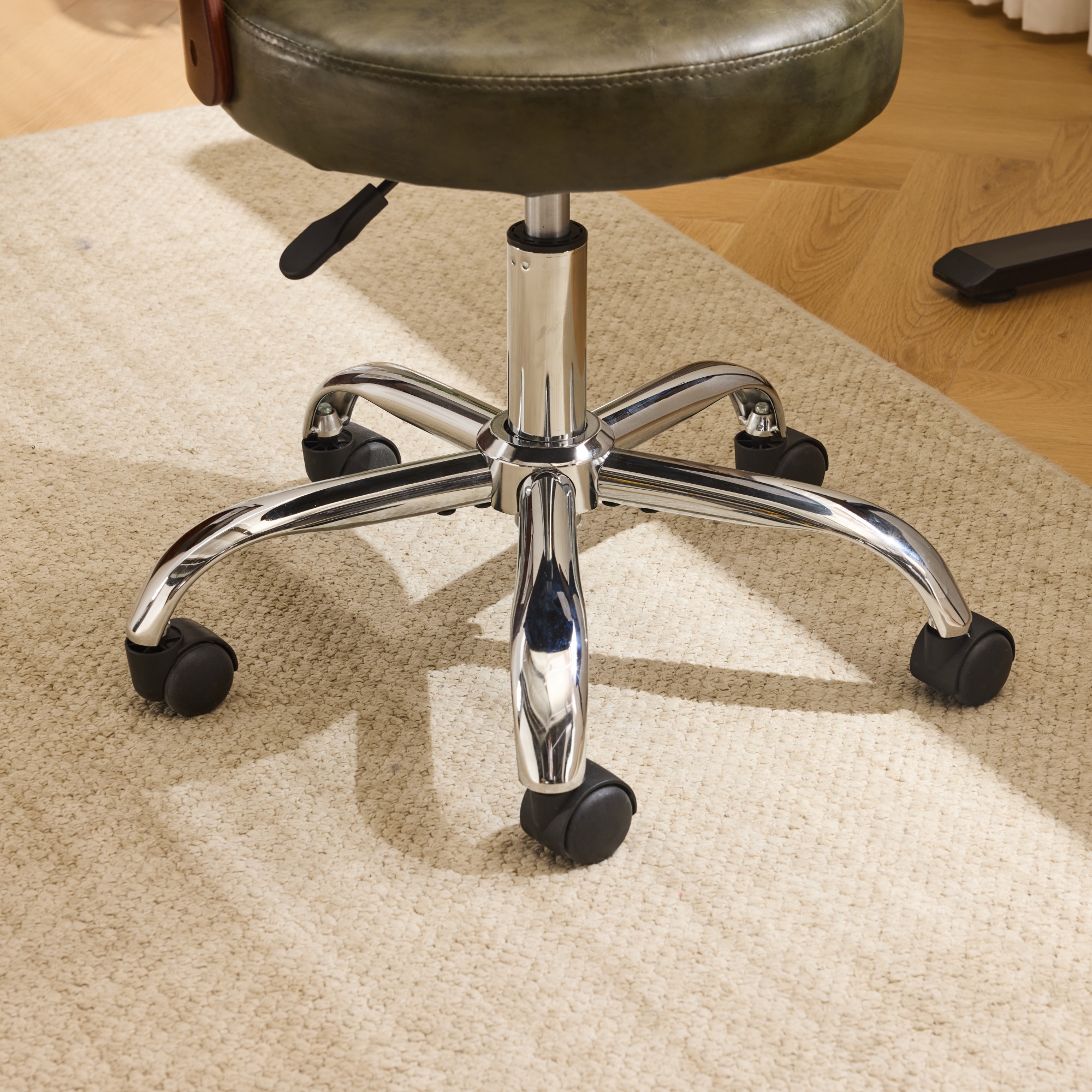 Zimtown Faux Leather Home Office Desk Chair, Swivel Rolling Computer Chair, Adjustable Vanity Chair Modern Task Chair for Adults, Olive Green