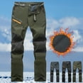 thumbnail image 2 of Havenre Men's Snow Ski Hiking Pants Casual Button High Waist Waterproof Winter Fleece Lined Pants Camping Skiing Ice Fishing Pants with Belt Army Green#01 XXL, 2 of 4