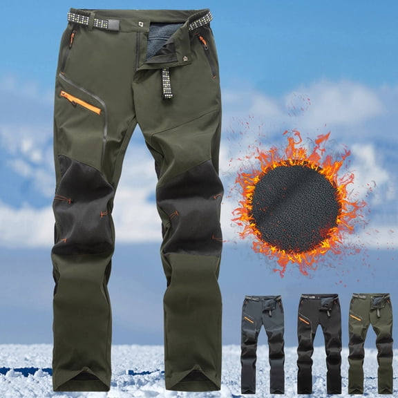 EaskTriop Men's Cargo Pants Fleece Lined Warm Outdoor Utility Performance Joggers Stretch Multi Pockets Water Resistant Windproof Snow Skiing
