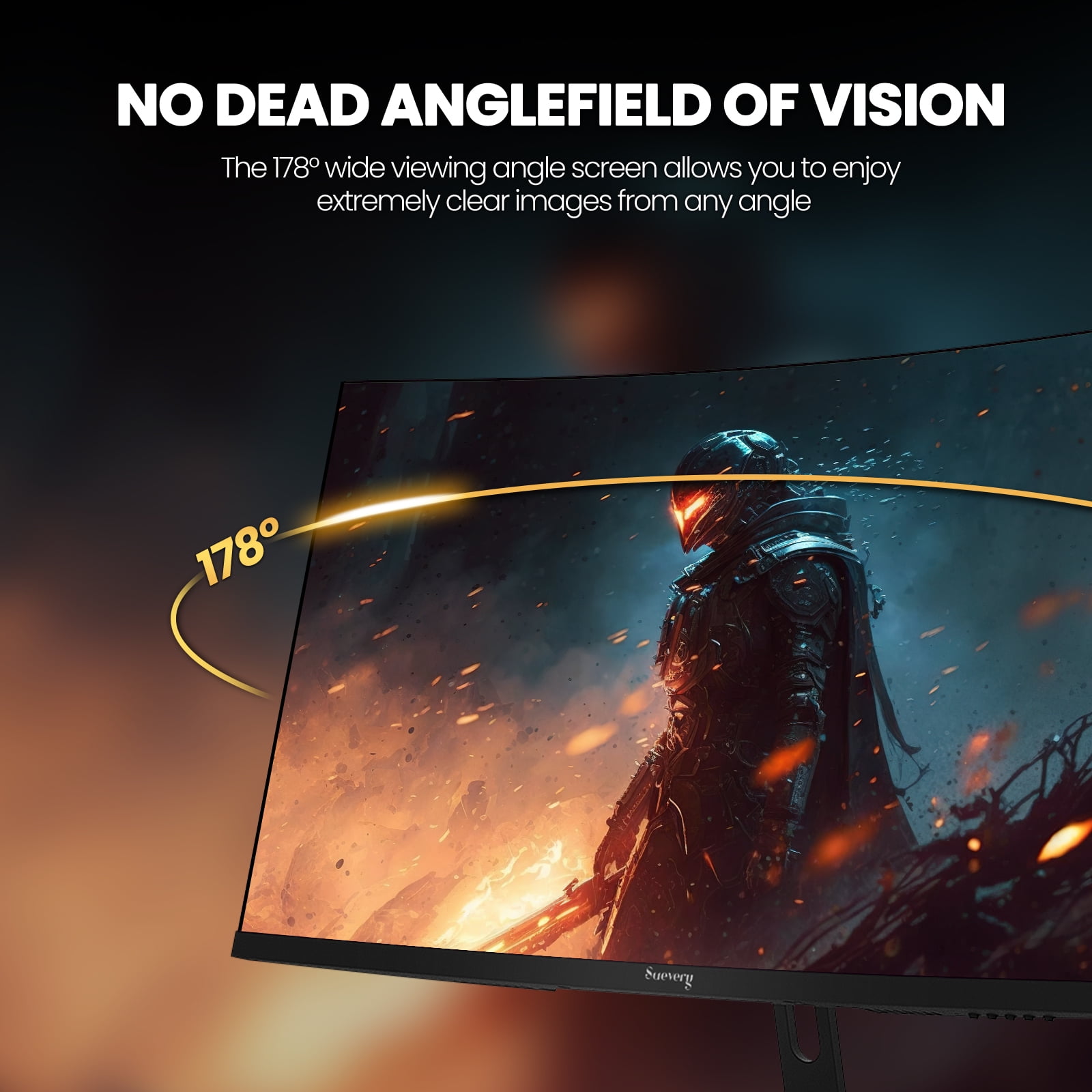 Suevery 27 Inch Curved Gaming Monitor, FHD 1080P/200Hz, 1500R,  FreeSync, Frameless Design, HDMI/DisplayPort, Black