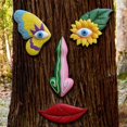 thumbnail image 1 of Decoración de caras de árbol al aire libre, decoración de arte de jardín de mariposas coloridas, decoración de arte de árbol, adecuado para árboles de patio (1, mariposa colorida), 1 of 5