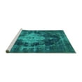 thumbnail image 2 of Ahgly Company Machine Washable Indoor Square Oriental Turquoise Blue Industrial Area Rugs, 5' Square, 2 of 4