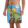 thumbnail image 2 of Rocae Dinosaur Riding a Motorcycle for Men's Beach Shorts Casual Elastic Waist Drawstring Summer Beach Shorts,S-3XL-Large, 2 of 6