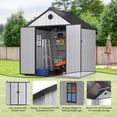 thumbnail image 3 of Enyopro 8×8 FT Storage Shed, Large Walk-in Outdoor Storage Shed, Heavy-Duty Resin Shed with Lockable Double Doors, Reinforced Roof, Windows & Floor, Weatherproof Garden Shed for Backyard Patio, Gray, 3 of 8