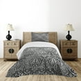 thumbnail image 4 of Ambesonne Grey Quilted Bedspread Set 2 Pcs, Classic Floral Ornament, Twin Size, Grey Black, 4 of 5