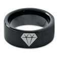 thumbnail image 2 of Tungsten Diamond Gemstone Adamantine Isometric Crystal Band Ring 9mm Men Women Comfort Fit Black Flat Cut Brushed Polished, 2 of 4