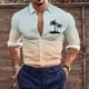 thumbnail image 1 of Blusa y camisa de manga larga con cuello vuelto para hombre, estilo casual, a la moda, con botones estampados, blusa de manga larga con cuello vuelto, camisetas de poliéster para hombre, 1 of 5
