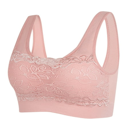 Workout Sports Bras for Women Woman Bra No Underwire Underwears Base Style Sports Base Underwears V-Neck Lightly Lined Bra Feature Hook and Eye Closure Balconette Bra Style Y-216   Pink-a M