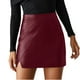 thumbnail image 1 of Gibobby faldas aesthetic alta de sintética para mujer, pantalones cortos ajustados con abertura de Pu, faldas con abertura(Vino, XL), 1 of 5