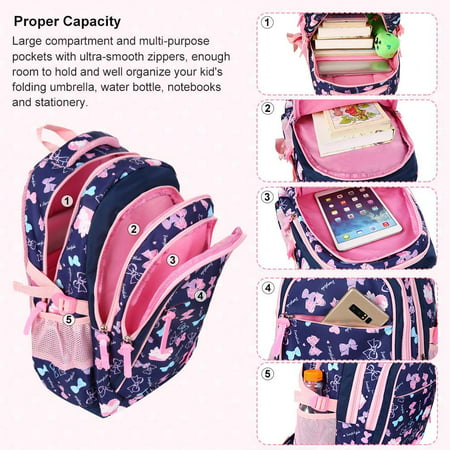 School Bags School Backpack Polka Dot 3pcs Kids Book Bag Lunch Bags ...