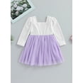 thumbnail image 3 of xiaxaixu Toddler Girls Princess Dress Long Sleeve Tulle Patchwork Spring Dress with Flower Decor, 3 of 8