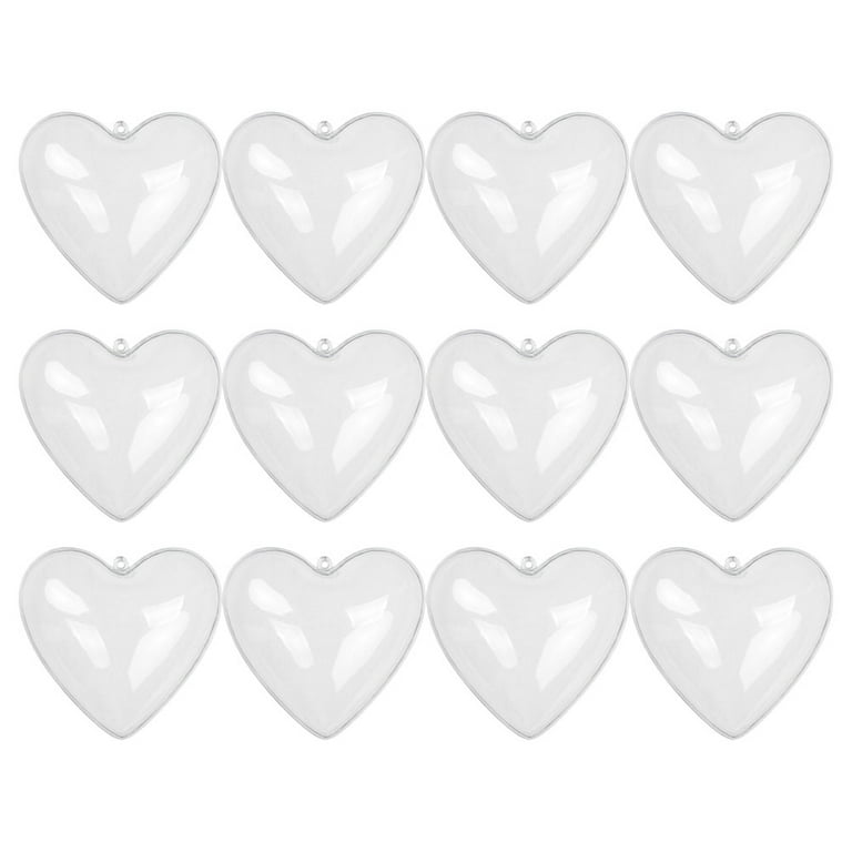 12pcs Clear Fillable Ornaments Balls Love Heart Shaped Valentine Hanging  Ornaments Balls 