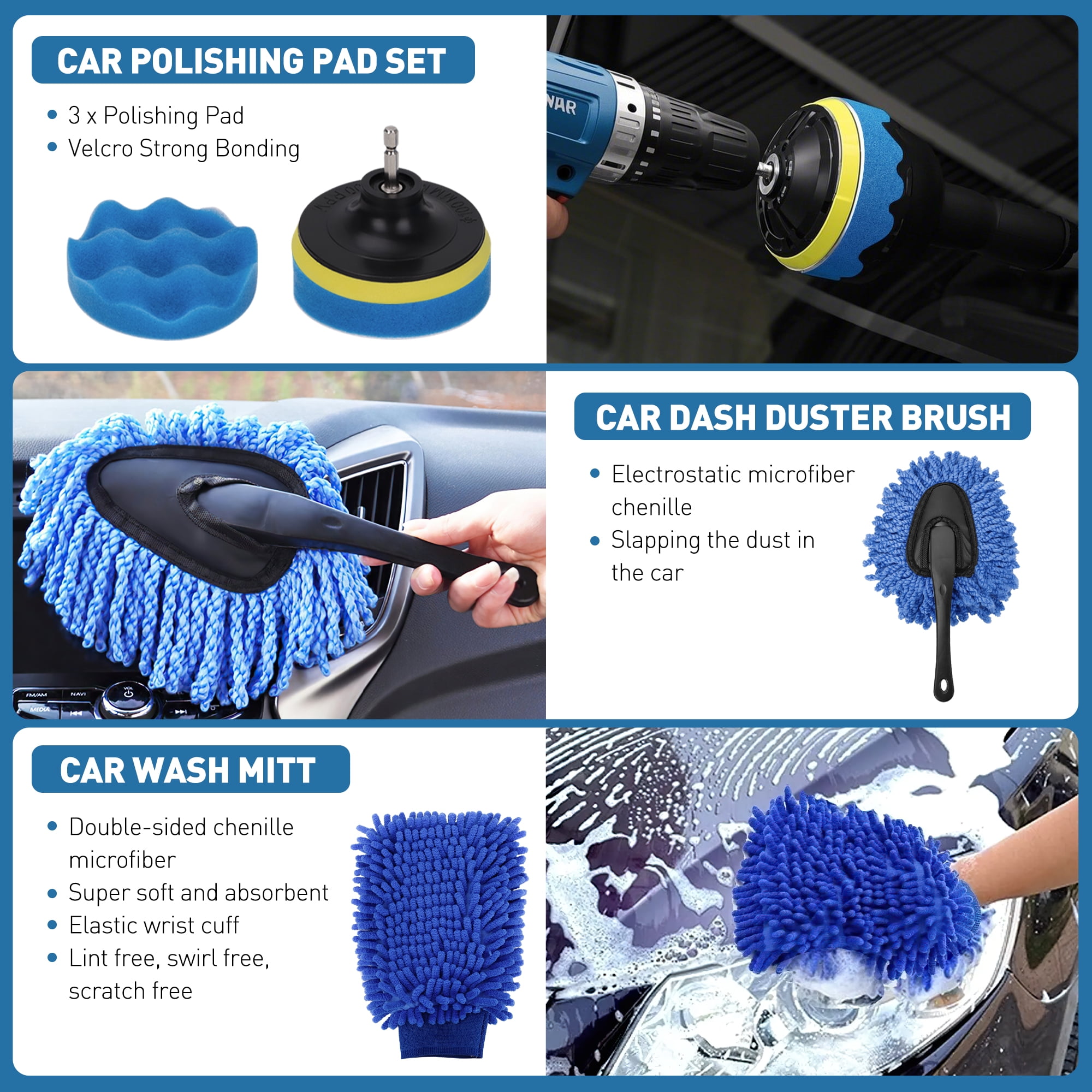 33Pcs Car Detailing Kit, Car Cleaning Kit with Professional Car Detailing Brush Set, Car Wash Kit and Auto Detailing Kit. Reusable Car Wash Brush kit for Interior, Exterior, Dashboard, Wheels,Leather
