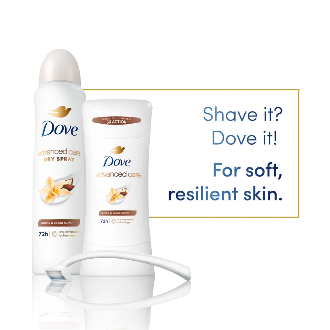 Dove Advanced Care Antiperspirant Deodorant Stick Vanilla & Cocoa Butter 2.6 oz