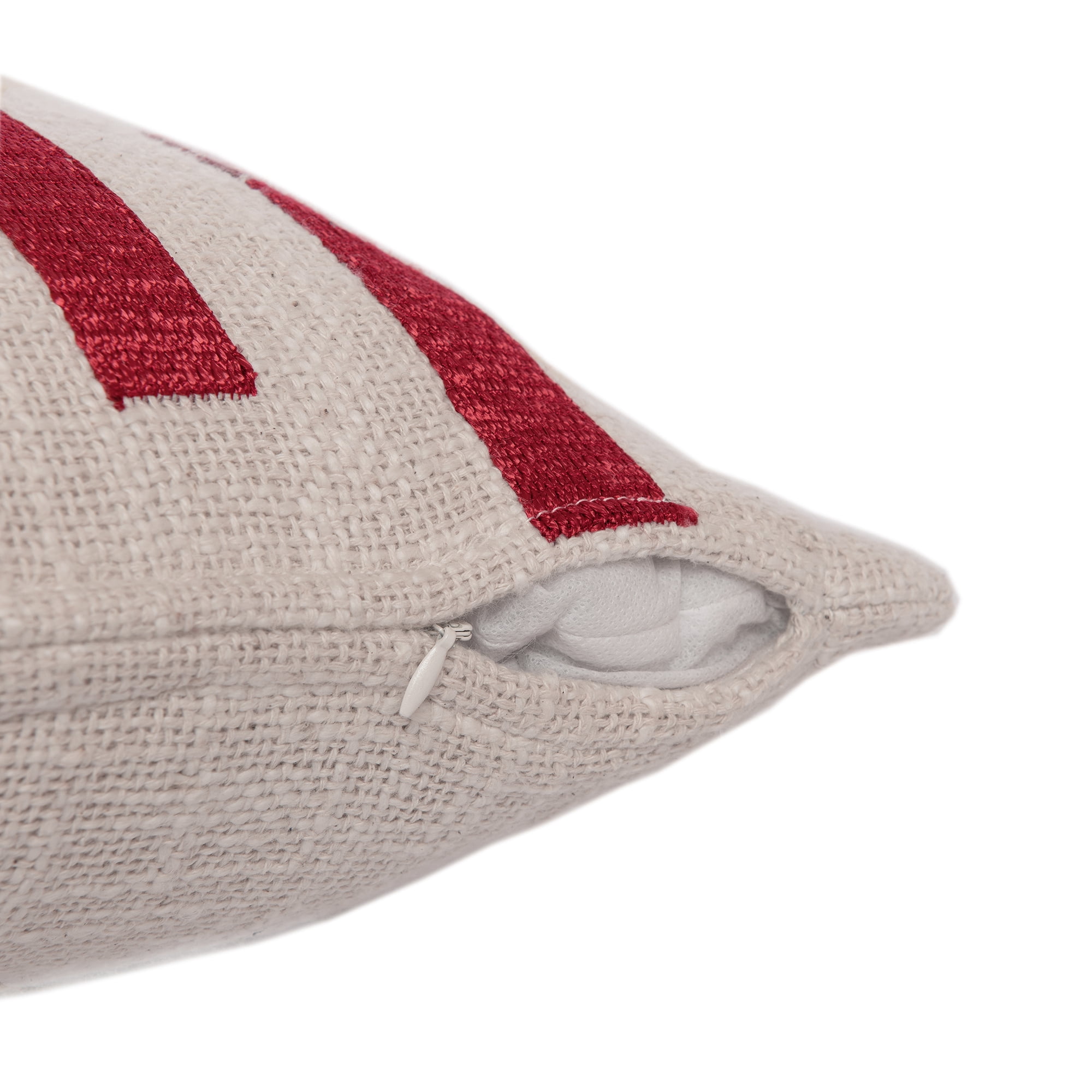 Ox Bay and Stacy Garcia 20" x 20" Red/Ivory Geometric Embroidered Cotton Blend Adult Decorative Feather Filled Pillow