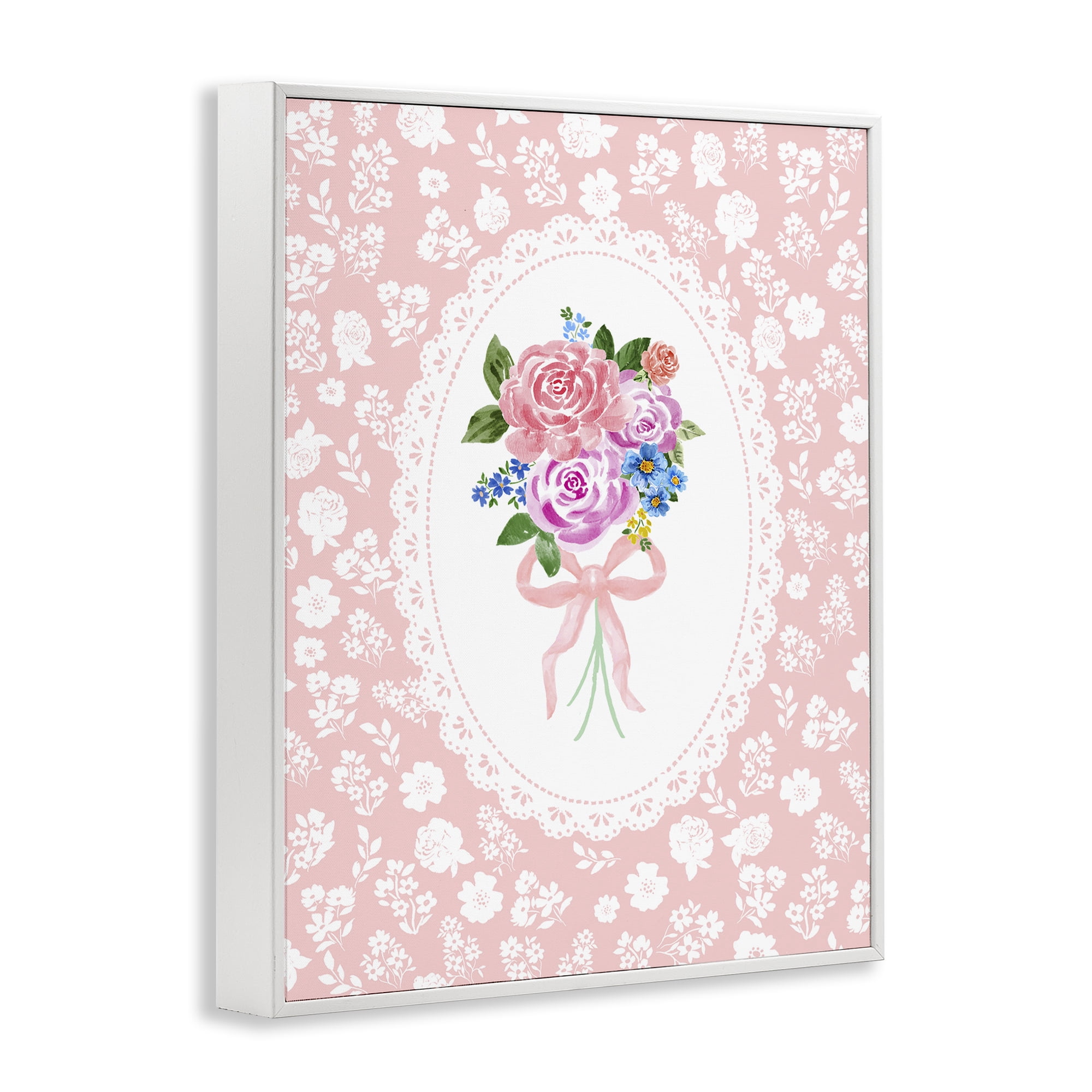 Stupell Industries Peach Feminine Bouquet White Framed Giclee Art, design by Corinne Haig