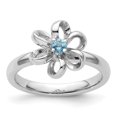 thumbnail image 2 of Auriga Fine Jewelry 925 Sterling Silver Polished Blue Topaz Flower Ring for Women Size 9, 2 of 6