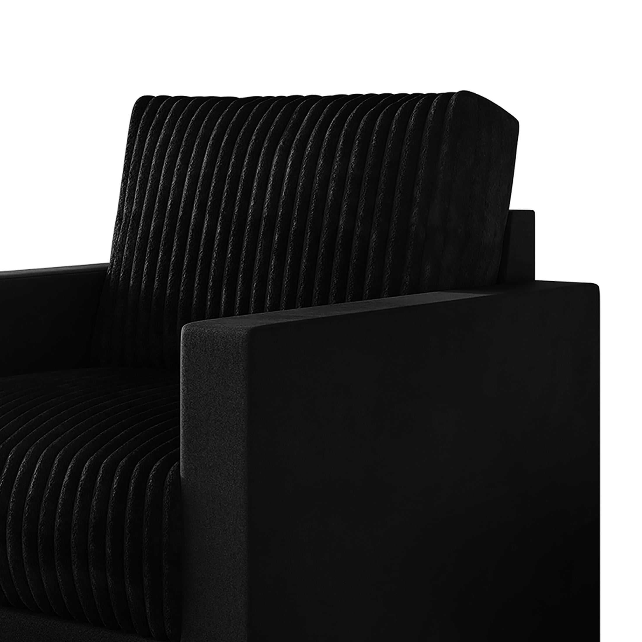 Castle Place Contemporary Corduroy Velvet Chair, Black