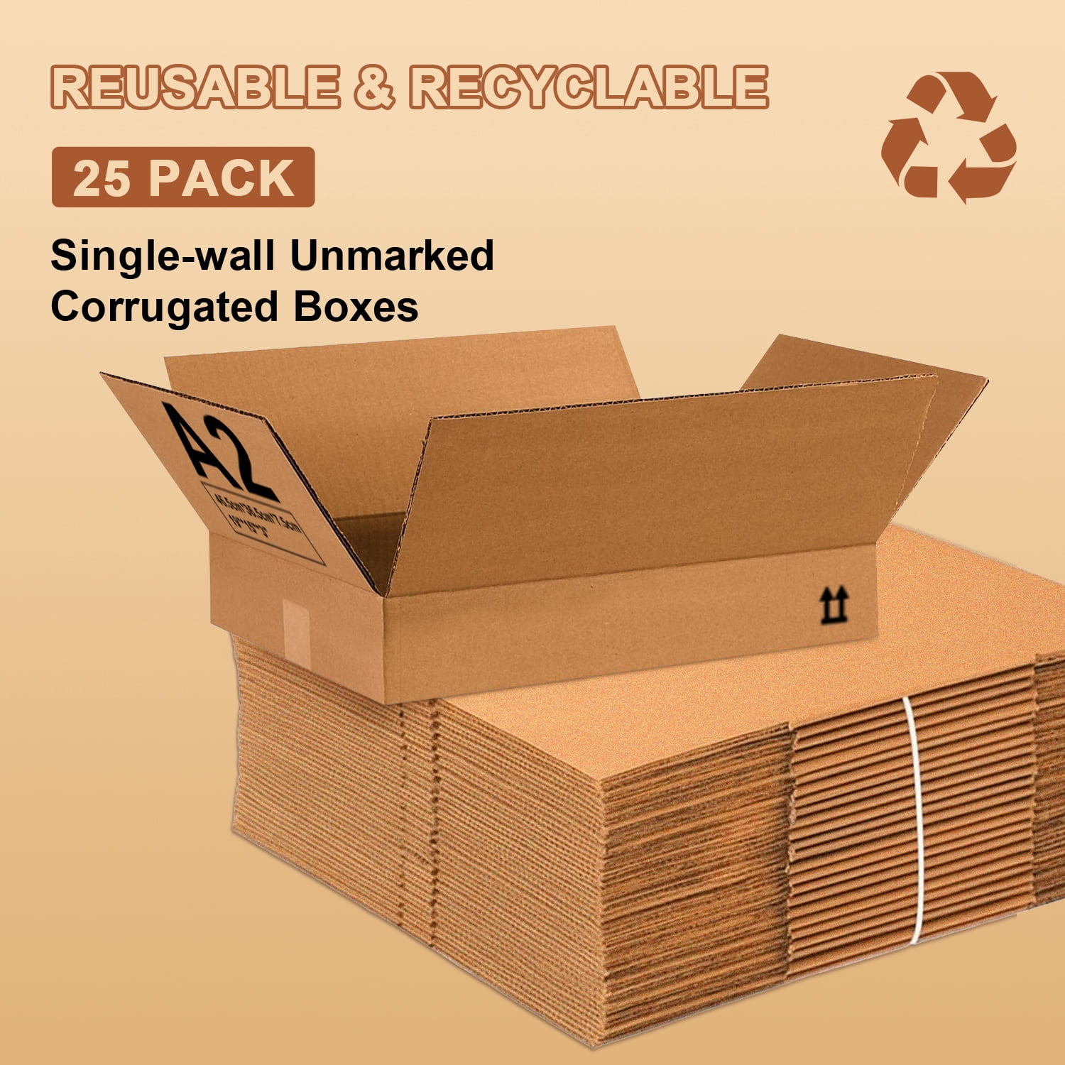 25 Pack Natural Kraft Flat Cardboard Boxes – 19" x 15" x 3" – For Packing, Moving & Organization
