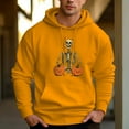 thumbnail image 4 of Men's 330g 100% Cotton Pattern Terry Dropped Shoulder Hoodie-Pumpkin Arm Skull, 4 of 15