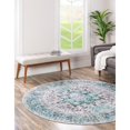 thumbnail image 3 of Traditional Tira Collection Area Rug 4' Round - Aqua-Green, 3 of 5