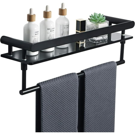 Sayayo Bathroom Shelf 8MM Extra Thick Tempered Black Glass Shelf with ...