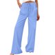 thumbnail image 1 of Pantalones de Lino Mujeres de Verano de Color Sólido Estirado-Cintura Casual Pantalones Rectos con Mezcla de Lino de Algodón Suave, Pantalones Transpirables de Longitud de Tobillo para Diario, 1 of 8