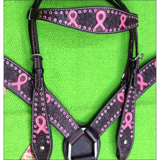 HILASON WESTERN AMERICAN LEATHER HORSE HEADSTALL BREAST COLLAR PINK