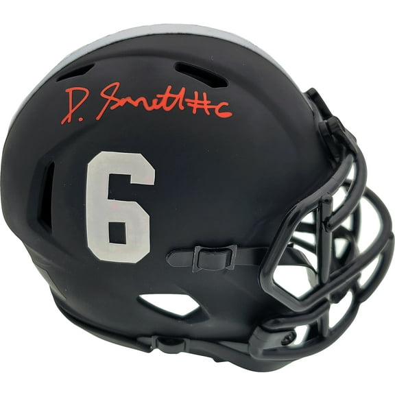 Devonta Smith Autographed Eclipse Black Alabama Crimson Tide Speed Mini Helmet Beckett BAS 189550