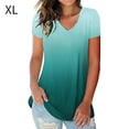 thumbnail image 1 of Camiseta de mujer V cuello de cuello corto Top de gradiente Tamisón casual, verde, XL Guardurnaity AP001652-04, 1 of 5