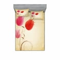thumbnail image 2 of Floral Bedding Set with Sheet & Covers, Tulips Flourishing Hazy Florets Essence Nature Beauty Themed Flower Design, Printed Bedroom Decor 2 Shams, 4 Sizes, Sand Brown Red Pink, by Ambesonne, 2 of 3