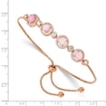 thumbnail image 3 of Auriga Fine Jewelry 925 Sterling Silver Rose-tone Created Opal and CZ Adjustable Bracelet for Women, 3 of 5