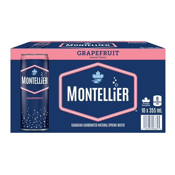 Montellier Grapefruit Natrural Spring Water 10 x 355 mL, Cans, 10 x 355 mL