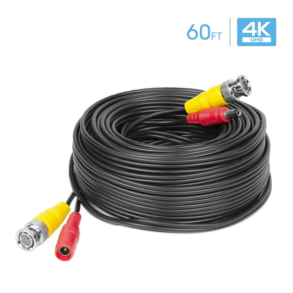 Amcrest 4K Security Camera Cable 60FT BNC Cable, Camera Wire CCTV, PreMade AllinOne Video and