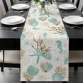 thumbnail image 2 of Teal Coastal Table Runner 13x60 Inch Starfish Shell Coral Seahorse Ocean Vintage Table Runner Non-Slip Dresser Scarves for Holiday Decorations, Party, Dinner and Gatherings, 1 Pack, 2 of 8