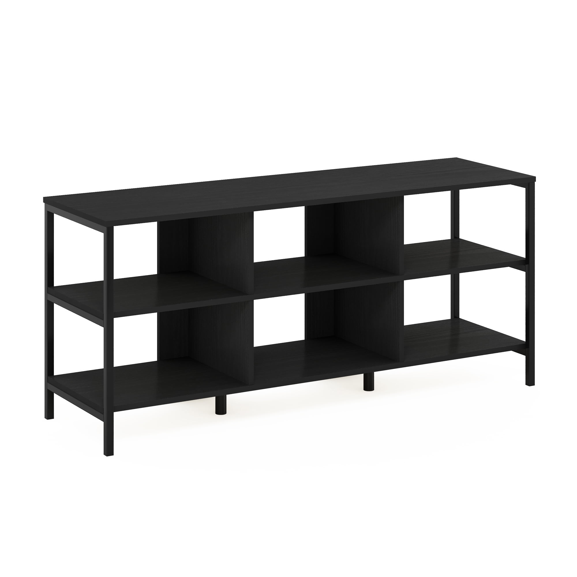 Furinno Classic Modern Living TV Stand, TV Entertainment Center with Open Shelves, for TVs up to 60 Inch, Americano/Black