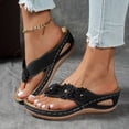 thumbnail image 2 of DXOUPM Sandales pour Femmes à Plateforme Compensée Sandales de Plage Sandales à Fleurs Strass Chaussures d'Été, 2 of 4