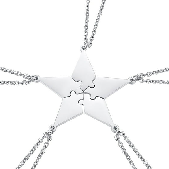 OULII 5 Pieces Star Pendant Necklaces Set Family Friendship Jewelry for Women and Friends